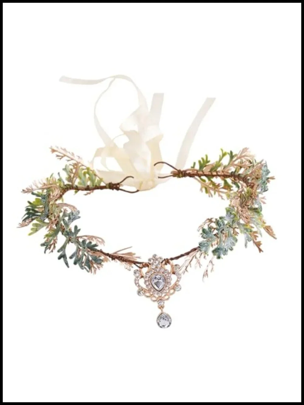 Handmade Golden Fairy Crown Elven Headpiece Woodland Headband Wire Rhinestone
